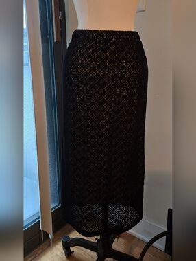 Vince Black Lace Midi Skirt